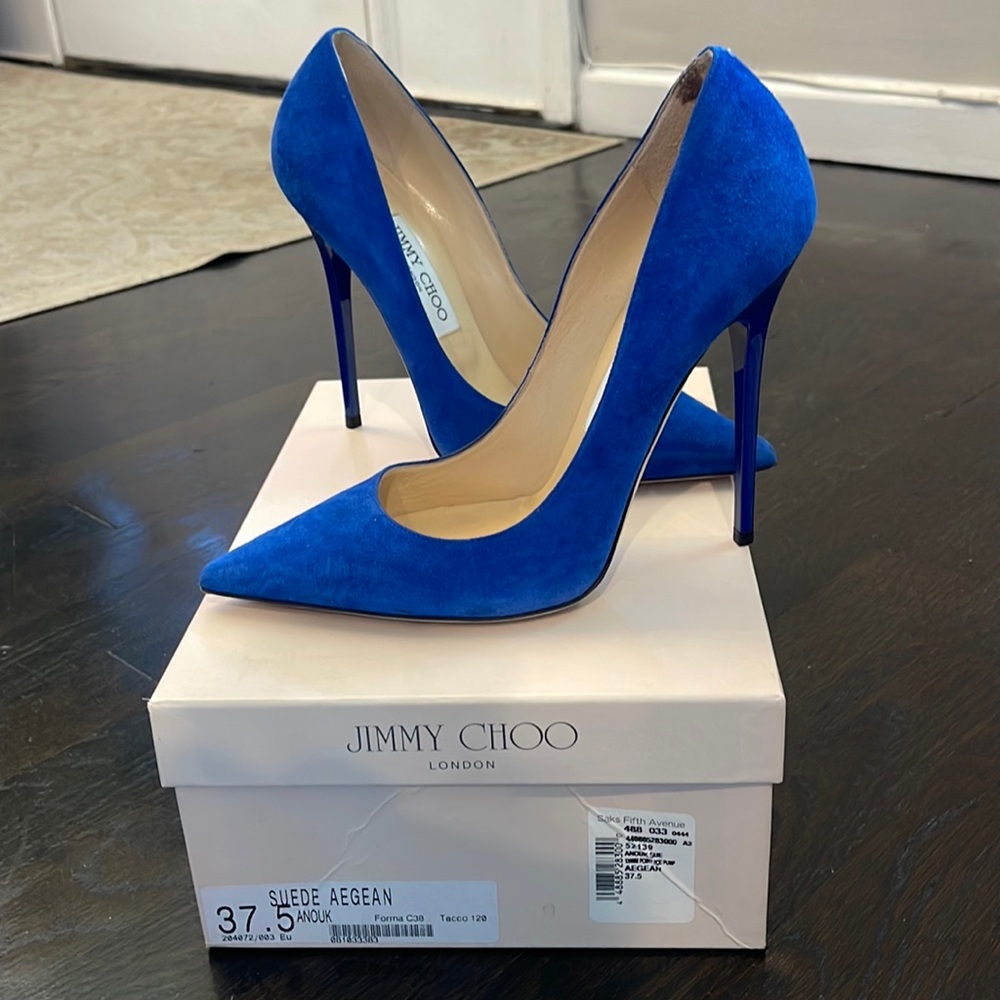 Jimmy Choo Suede Aegean Anouk (blue) heels